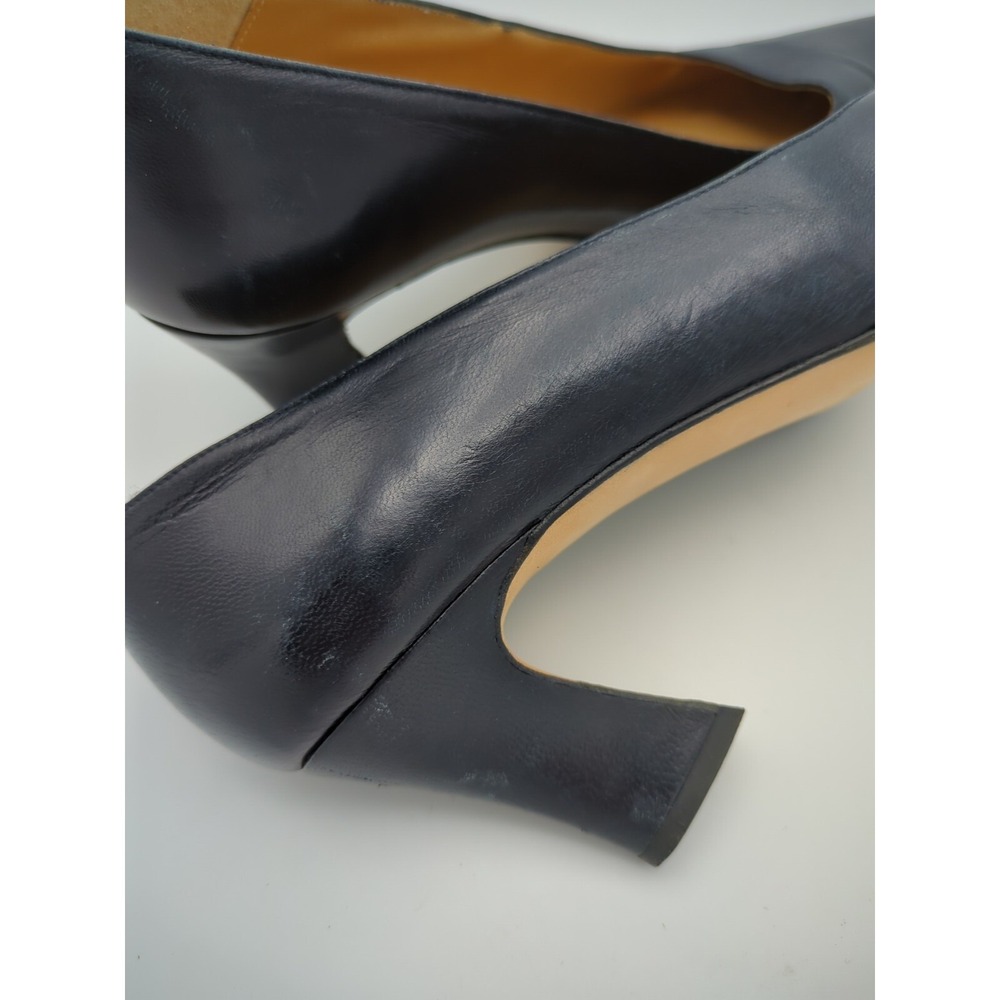 Vtg‎ Rosina Ferragamo Schiavone Block Heeled Pumps Navy Blue Leather Womens 7.5 - Picture 8 of 16